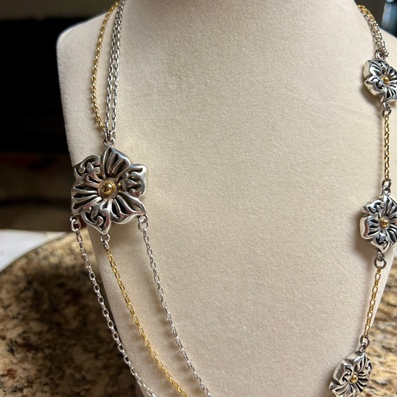 Brighton • Shadow Garden • Flower • Gold/Silver • Triple Strand Chain • Necklace - Picture 13 of 16